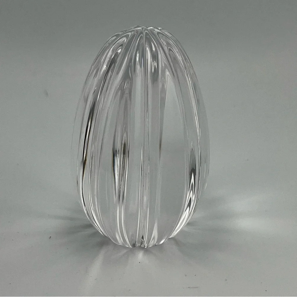 Vintage Orrefors Sweden Clear Egg Shaped Crystal Paperweight 3